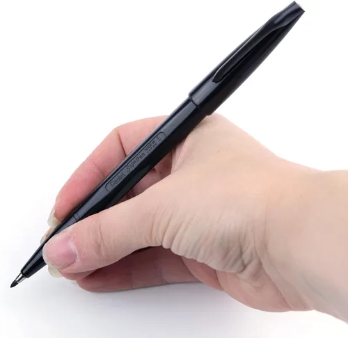 Vista 6 de Pentel Bolígrafo de señal, punta de fibra, tinta negra (S520-A), caja de 12