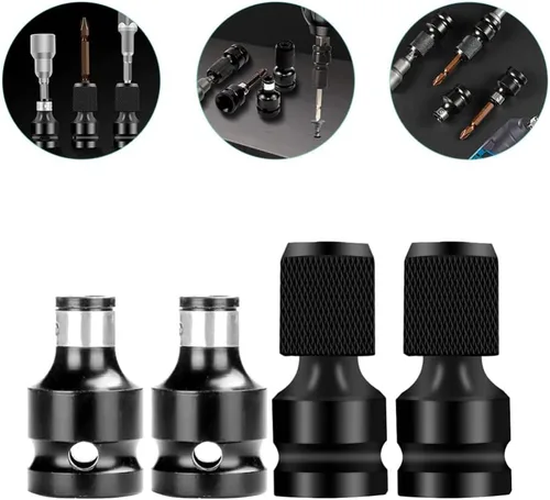 Vista 4 de Housoutil 4 adaptadores de enchufe de taladro adaptadores de llave de impacto, accesorios y accesorios de taladro de 1/2 pulgada cuadrada a enchufe