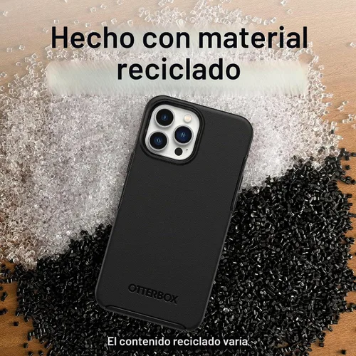 Vista 6 de OtterBox Funda para iPhone 13 Pro Max y iPhone 12 Pro Max Symmetry Series - Negro, ultra suave, compatible con carga inalámbrica, bordes elevados