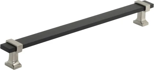 Vista 24 de Amerock Overton - Tirador para gabinete de 96 mm de centro a centro en acabado negro mate cepillado/bronce champán, BP36681BMBCZ