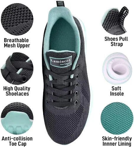 Vista 6 de ZOOMCO Zapatos deportivos para correr con aire para mujer, ligeros, con amortiguación de aire, para gimnasio, entrenamiento, deportes