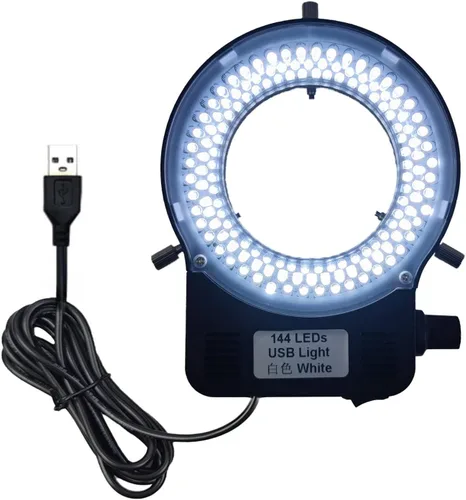 Vista 9 de 144 64 Iluminación LED de anillo de luz para microscopio estéreo, lámpara de luz de anillo ajustable industria, monocular, binocular, soldadura 64
