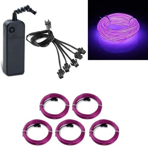 Vista 12 de ABALDI Cable EL, luz de neón portátil, funciona con pilas, paquete de cables electroluminiscentes, alto brillo para decoración de fiestas de Navidad