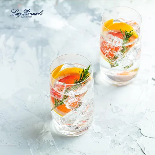 Vista 6 de Luigi Bormioli Crescendo Vasos Highball - Juego de 4 vasos altos de cristal sin plomo de 20 onzas con base gruesa, bordes cortados con láser