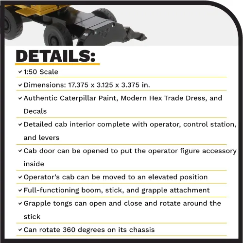 Vista 4 de Manipulador de materiales Caterpillar MH3040 1:50 - Serie High Line de Diecast Masters - 85958