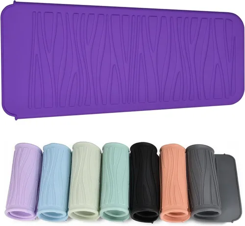 Vista 20 de Alfombrilla de silicona resistente al calor con bolsa para herramientas de peinado del cabello, 1 unidad, gris, silicona, plana, cabello seco, 11 x