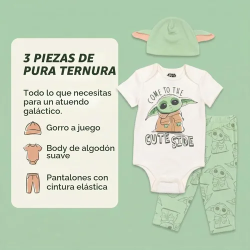 Vista 2 de STAR WARS Millennium Falcon Chewbacca Darth Vader - Conjunto de 3 piezas para bebé: mono de peluche con pantalones y gorro recién nacido a bebé