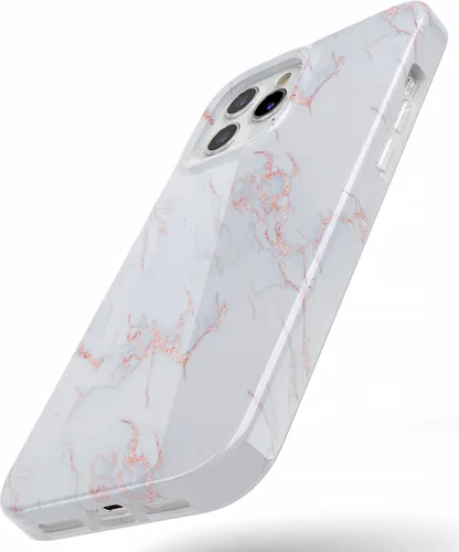 Vista 3 de Funda para iPhone 11 Pro Max Casely Rubor Sutil Mármol Blanco y Rosa Diseño Clásico Ultra Delgado