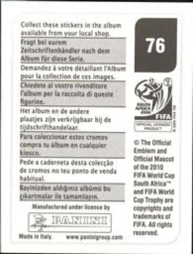 Vista 2 de Calcomanías de la Copa Mundial de la FIFA de Panini 2010 #76 Bruno Silva Uruguay - Adhesivo oficial de álbum de fútbol (2 pulgadas x 1.5 pulgadas)