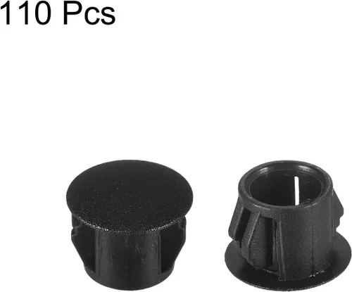 Vista 3 de uxcell Tapones de agujero de plástico de 3/8 pulgadas, 110 piezas de panel de tipo empotrado, cierre a presión, tapones de bloqueo para muebles Negro