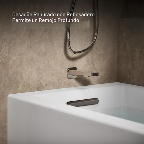 Vista 5 de Kohler 20201-LA-0 Bañera de alcoba Underscore® de 60" x 30" con delantal integral, brida integral y drenaje a la izquierda, Blanco