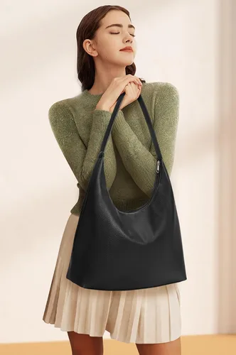 Vista 2 de KALIDI Bolso de Mano Casual de Cuero Vegano Bolso Hobo con Cremallera para Trabajo de Fin de Semana Bolso de Hombro para Viaje de Mujer