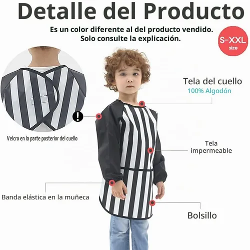 Vista 3 de Plie Kids Waterproof Art Smock – Long Sleeve Apron for Painting, Baking, Sensory Play (Ages 1–10)