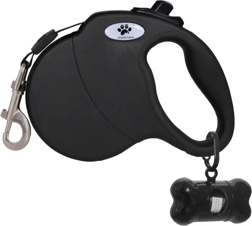 Vista 14 de Correa retráctil de 13 pies para perros grandes de hasta 26 libras, cinta de nailon sin enredos, color negro, S