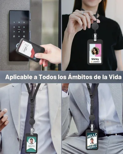 Vista 7 de Uniclife Cordón retráctil ajustable resistente para el cuello con carrete retráctil para insignias, hebilla de liberación rápida y longitud Negro