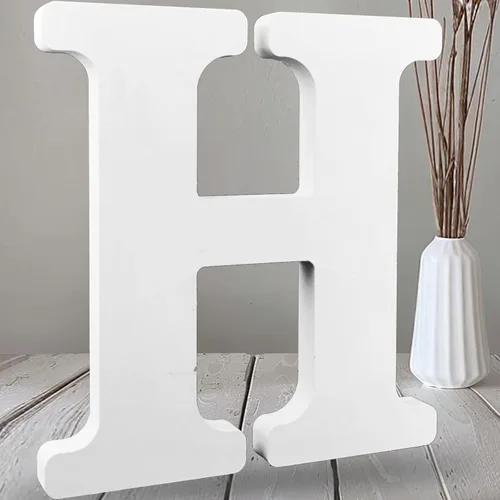 Vista 17 de AOCEAN Letras de madera grandes blancas de 12 pulgadas, letras de madera sin terminar para decoración de pared, letras decorativas de pie