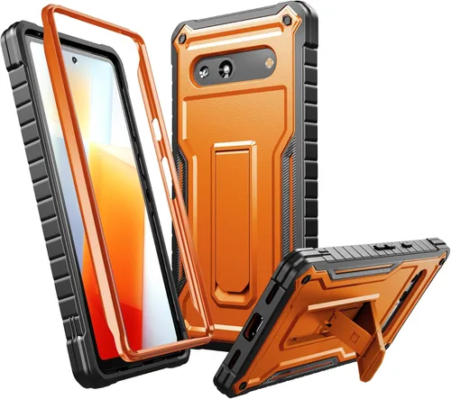 Vista 7 de FITO Funda para Google Pixel 7A, funda de doble capa a prueba de golpes resistente con soporte integrado, sin protector de pantalla (azul)