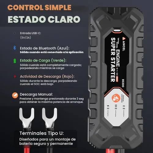 Vista 9 de ANCEL BS300 Super Starter, sistema de arranque de salto conectado Negro azabache