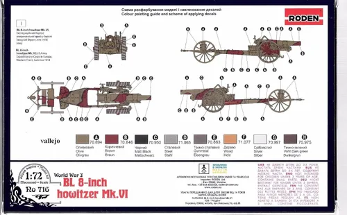 Vista 3 de RODEN Modelo de plástico de construcción de armas KIT pistola BL 8 pulgadas obús MK.VI 1/72 716