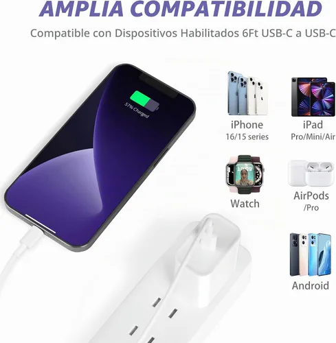 Vista 6 de Cargador para iPhone 16 y 15 de carga rápida, [certificado MFi], paquete de 2 bloques de carga rápida de 20 W tipo C con cable USB C a USB C de 6