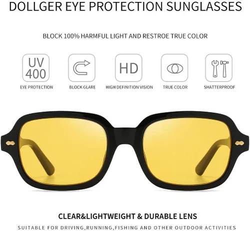 Vista 4 de Dollger Gafas de sol rectangulares retro para mujer gafas de sol cuadradas pequeñas protección UV 400 con marco tachonado