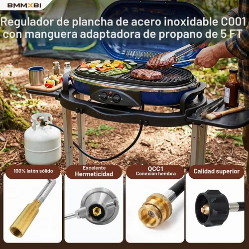 Vista 3 de Roadtrip Swaptop - Regulador de parrilla con adaptador de propano de 5 pies