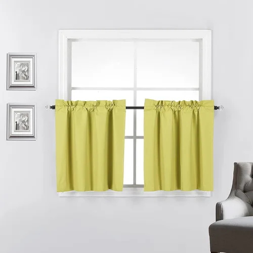 Vista 26 de 2 paneles de cortinas opacas con aislamiento térmico y forro blanco en la parte trasera para ventana de bloqueo de luz para cualquier ventana