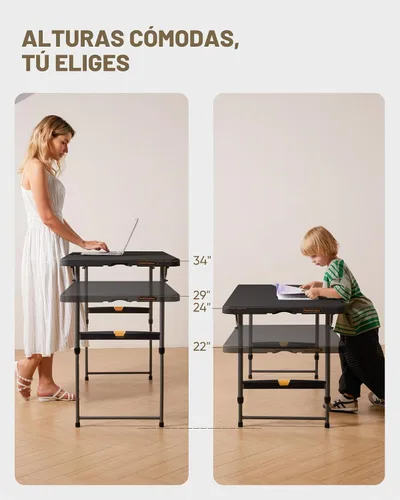 Vista 7 de FanttikOutdoor Folding Table 4 Foot Quick Adjust Portable Plastic 4 Heights Negro