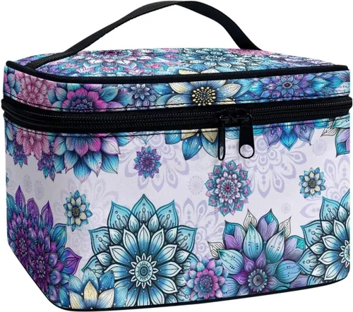 Vista 27 de doginthehole Bolsa de maquillaje, bolsa de cosméticos de viaje, bolsa de aseo portátil grande, organizador de accesorios para mujeres y niñas