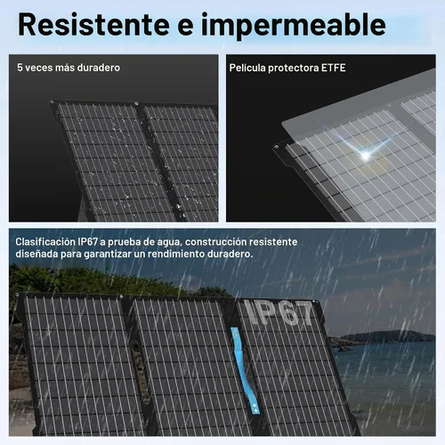 Vista 6 de Cargadores de paneles solares portátiles de 45 W con salidas USB-C, USB-A y CC, panel solar impermeable IP67 plegable para camping, emergencia