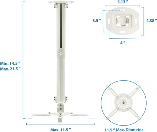 Vista 6 de Mount-It! Soporte para proyector de techo, ajustable de 14.5-21.5 pulgadas, 30 libras