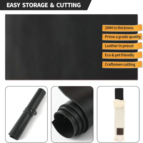 Vista 4 de RingSun Hojas de cuero genuino para manualidades (0.079 pulgadas), cuero de grano completo para costura de herramientas (6 x 12 pulgadas, negro)