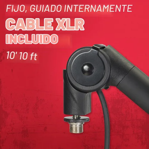 Vista 3 de Gator Frameworks - Soporte para micrófono de transmisión montado en escritorio Deluxe para podcasts y grabación; cable XLR integrado, (GFWBCBM3000)
