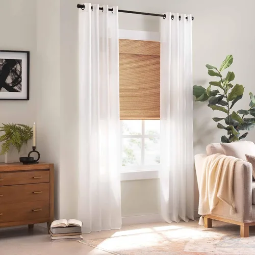 Vista 3 de ECLIPSE Persianas romanas de bambú para ventanas de 23 pulgadas de ancho x 72 pulgadas de largo, persianas sin cordones con filtro de luz