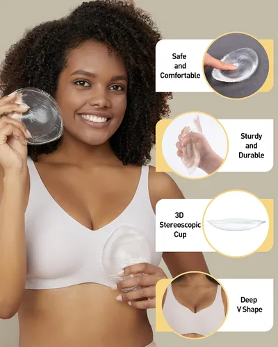 Vista 2 de Niidor Self-Adhesive Bra Pads Insert Removable Triangle Push Up Sticky Bra Cups Breast Lifter for Bikini Swimsuit