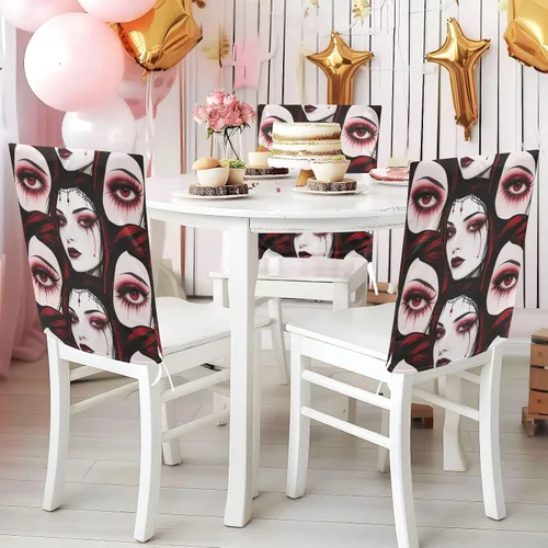 Vista 4 de Dorm Desk Chair Cover Washable for Home Decor Set of 6 Home Decor Chair Covers cubre sillas para comedor Goth Red Black Halloween Beauty Demon