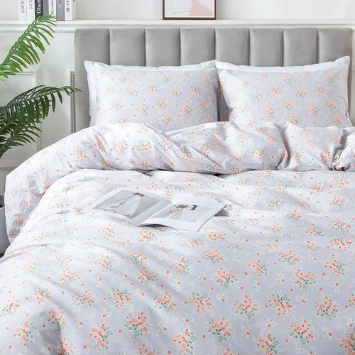 Vista 73 de HoneiLife Juegos de Fundas de Edredón Twin - Funda de Edredón Floral 100% Algodón, Juego de Ropa de Cama Transpirable de 2 Piezas con Cierre