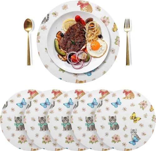 Vista 3 de Playful Kittens Table Placemat, Non Slip Heat Resistant Dinner Mat for Kitchen one sizex4