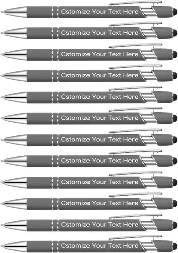 Vista 18 de Kingluu 24 unidades de bolígrafos personalizados con lápiz óptico, escritura suave, tinta negra, bolígrafos personalizados con su nombre, logotipo