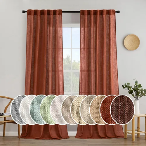 Vista 50 de MIULEE - Cortinas semitraslúcidas suaves y gruesas con textura de lino para cocina y ventana de baño, con trabilla trasera y bolsillo para Blanco