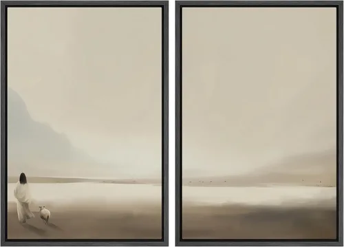 Vista 26 de MUDECOR Lienzo enmarcado para pared, bosque brumoso, reflejos, paisaje tranquilo, ilustraciones modernas, arte decorativo, bohemio, tranquilo/zen