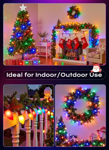 Vista 7 de Brightown C9 luces LED de Navidad para exterior, 7.62 m 7.62 luces de cadena multicolores conectables C9 para árbol de Navidad, patio, tejado