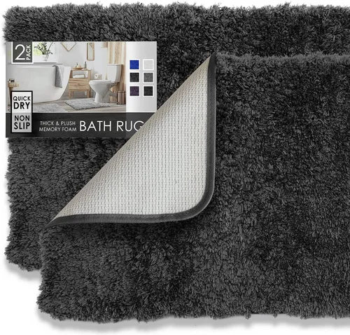 Vista 24 de Clara Clark Alfombras de baño, alfombras de baño ultra suaves y peludas - tapetes de baño para baño, lavable a máquina, base antideslizante de goma