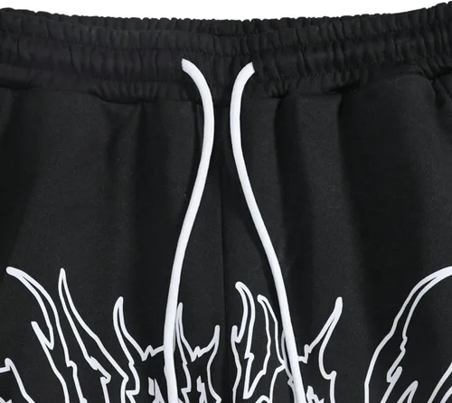 Vista 3 de GORGLITTER Pantalones deportivos para hombre con estampado gráfico, acampanados, pierna ancha, con cordón Y2K, holgados, con bolsillos