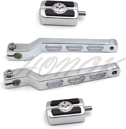 Vista 3 de HONGK - Palancas de cambio de talón/punta de aluminio cromado con clavijas de palanca de cambios compatibles con H-D Heritage Softail FLST