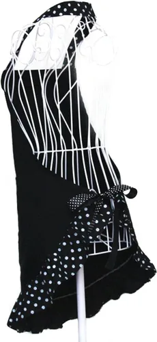 Vista 3 de Hyzrz Lindos Delantales Graciosos Con Moño Para Niñas Delantal De Cocina De Restaurante Para Mujeres Delantal De Pastel Con Bolsillo (Negro)