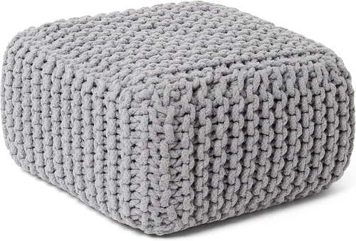 Vista 19 de REDEARTH - Puf otomano con cubierta tejida en puntada de cable 100% Cotton, 19.5"x19.5"x14"; Doubles as Footstool, Foot Rest; Great for Living