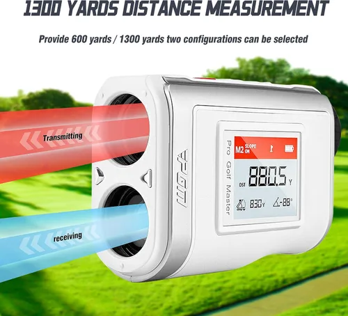 Vista 3 de PGM Golf Rangefinder with Slope, Red/Green OLED Display & 7X Magnification Laser Range Finder, 600/1300 Yards Golf Distance Finder with Pin Lock