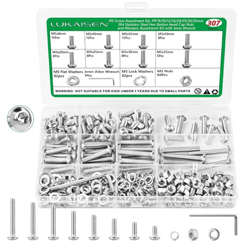 Vista 14 de Kit surtido de 1500 tornillos métricos, tornillos de máquina M2 M3 M4 M5 M6 con cerradura y arandelas planas, acero de aleación de grado 10.9, kit