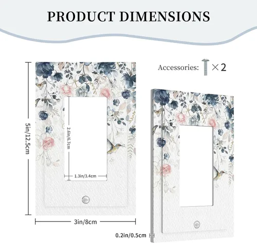 Vista 217 de Decorative Outlet Covers Blue Background White Cat Daisy Floral 2-Gang 1-Gang Wall Plate Single Toggle/Rocker Farmhouse Style Light Switch Covers